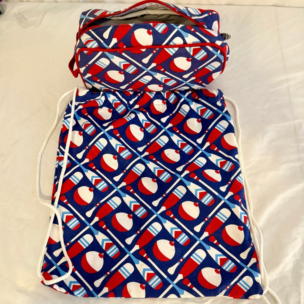 Nautical Fishing Bobber Paddle Drawstring Backpack & Shave Kit